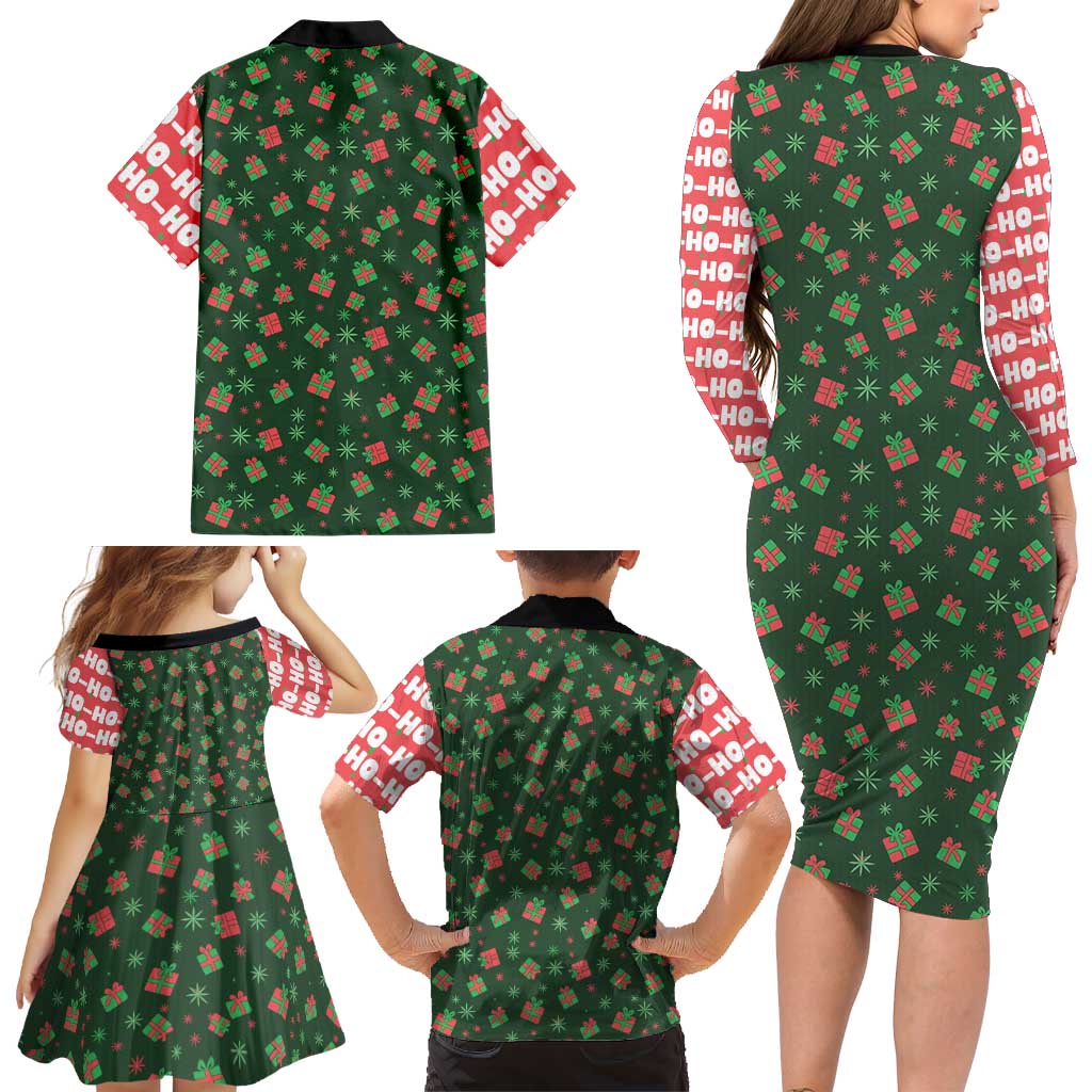 Go Jesus It's Your Birthday Christmas Family Matching Long Sleeve Bodycon Dress and Hawaiian Shirt with Presents and Festive Pattern - Wonder Print Shop