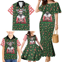 Go Jesus It's Your Birthday Christmas Family Matching Mermaid Dress and Hawaiian Shirt with Presents and Festive Pattern - Wonder Print Shop