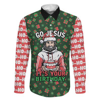 Go Jesus It's Your Birthday Christmas Family Matching Off The Shoulder Long Sleeve Dress and Hawaiian Shirt with Presents and Festive Pattern - Wonder Print Shop