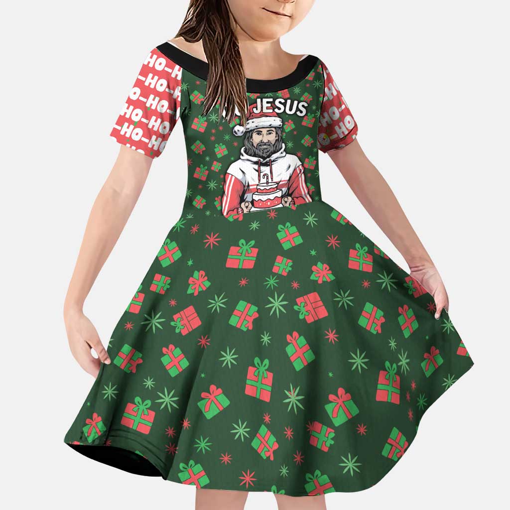 Go Jesus It's Your Birthday Christmas Family Matching Off Shoulder Maxi Dress and Hawaiian Shirt with Presents and Festive Pattern - Wonder Print Shop