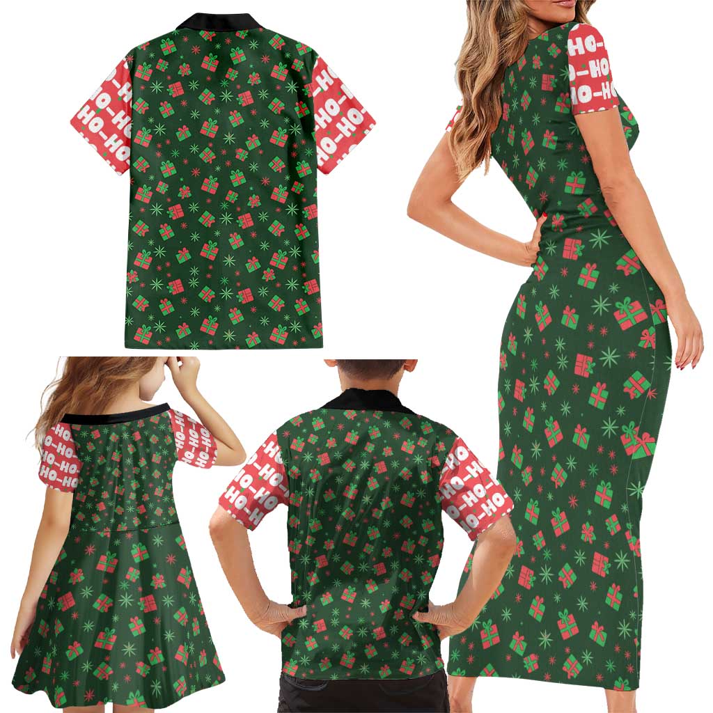 Go Jesus It's Your Birthday Christmas Family Matching Short Sleeve Bodycon Dress and Hawaiian Shirt with Presents and Festive Pattern - Wonder Print Shop