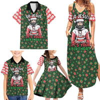 Go Jesus It's Your Birthday Christmas Family Matching Summer Maxi Dress and Hawaiian Shirt with Presents and Festive Pattern - Wonder Print Shop