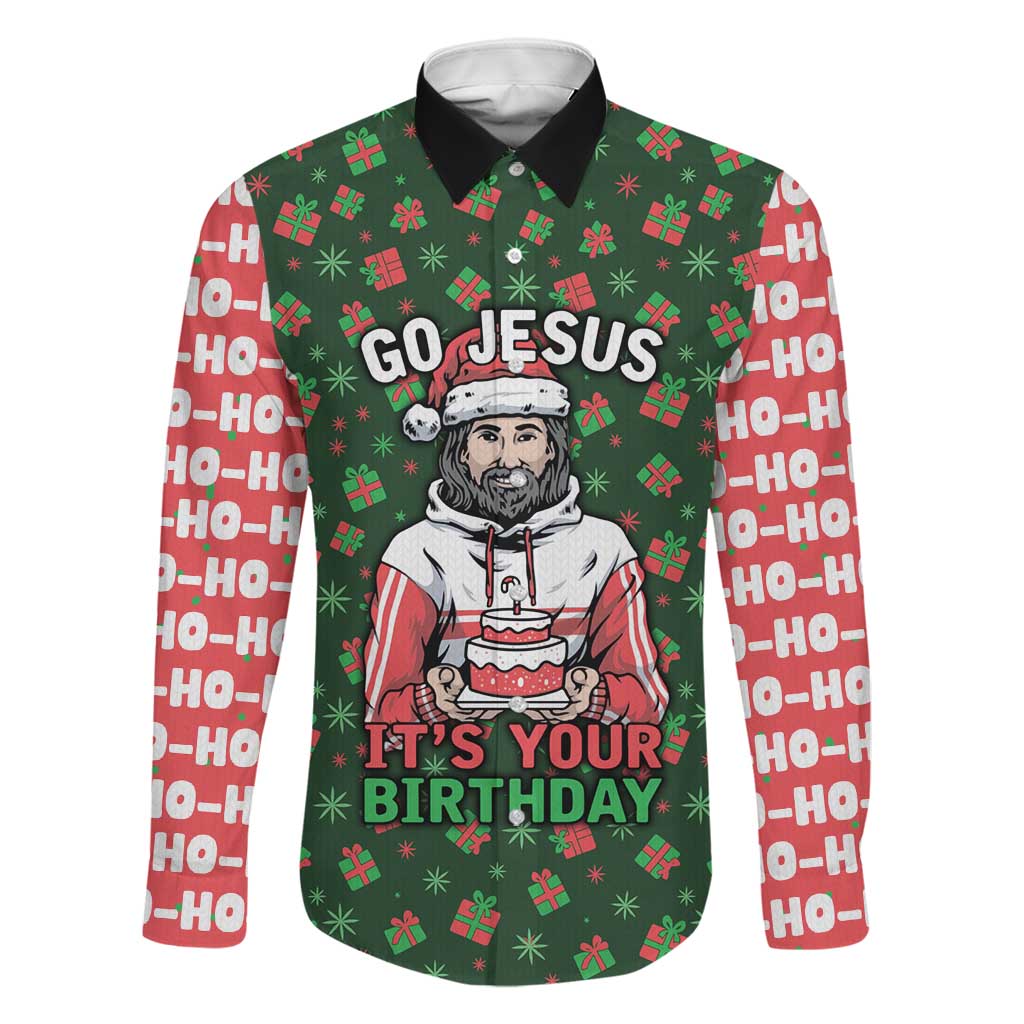 Go Jesus It's Your Birthday Christmas Family Matching Tank Maxi Dress and Hawaiian Shirt with Presents and Festive Pattern - Wonder Print Shop