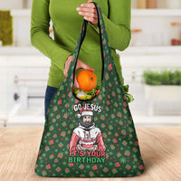 Go Jesus It's Your Birthday Christmas Grocery Bag with Presents and Festive Pattern - Wonder Print Shop