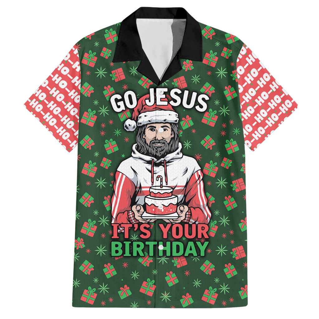 Go Jesus It's Your Birthday Christmas Hawaiian Shirt with Presents and Festive Pattern - Wonder Print Shop