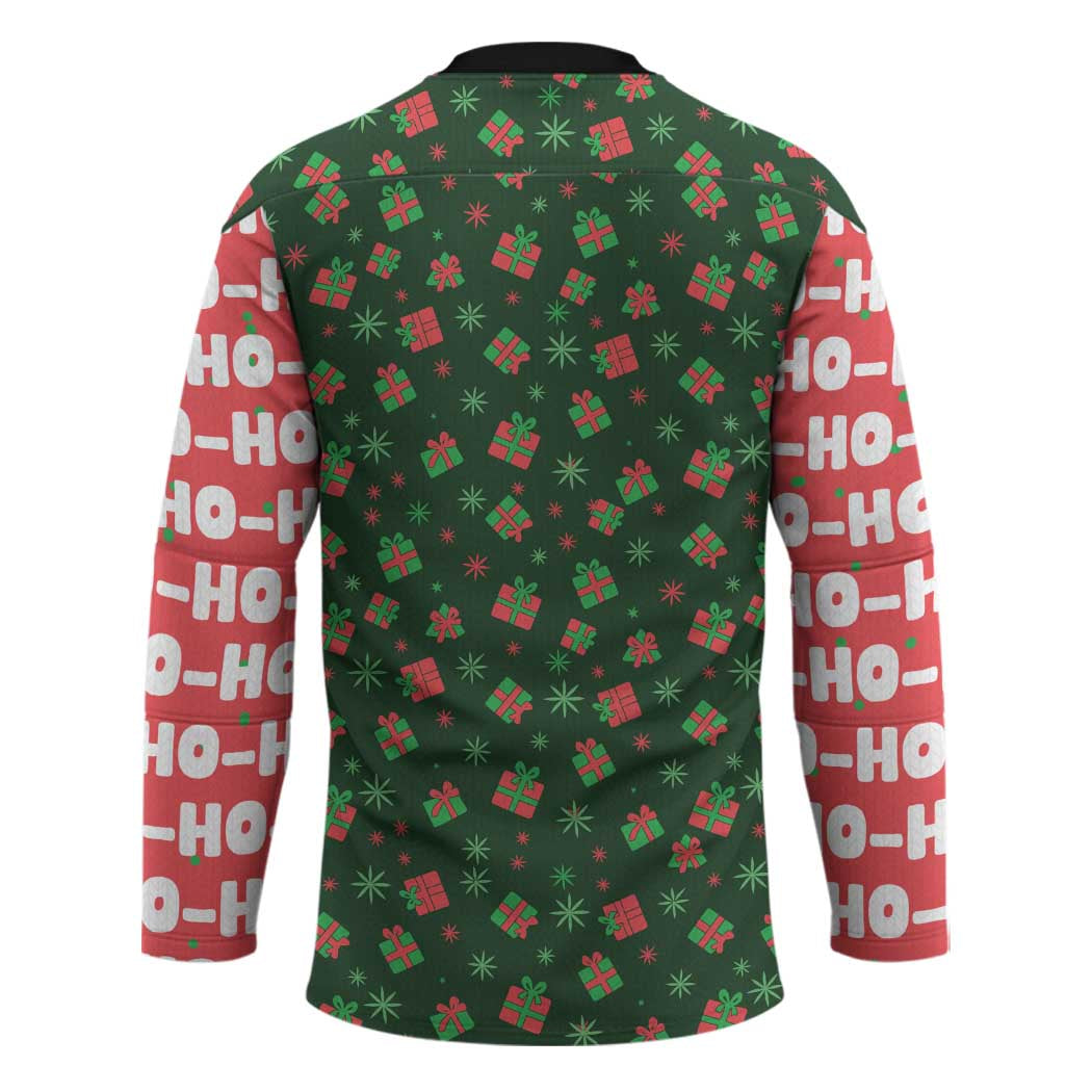 Go Jesus It's Your Birthday Christmas Hockey Jersey with Presents and Festive Pattern - Wonder Print Shop
