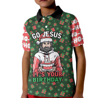 Go Jesus It's Your Birthday Christmas Kid Polo Shirt with Presents and Festive Pattern - Wonder Print Shop
