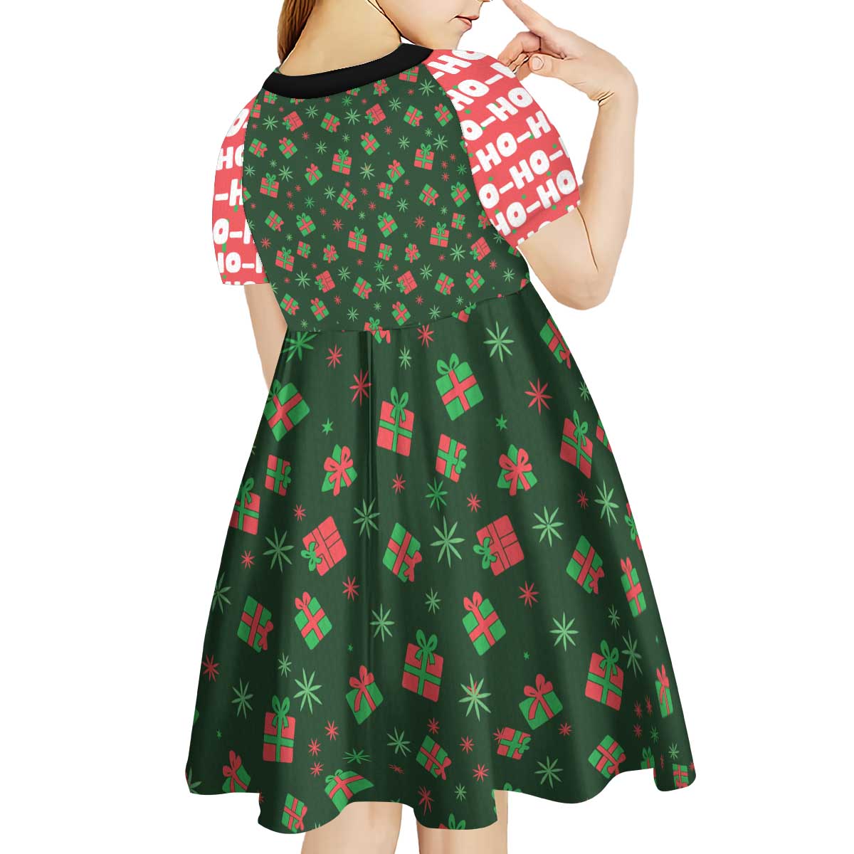 Go Jesus It's Your Birthday Christmas Kid Short Sleeve Dress with Presents and Festive Pattern - Wonder Print Shop