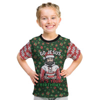 Go Jesus It's Your Birthday Christmas Kid T Shirt with Presents and Festive Pattern - Wonder Print Shop