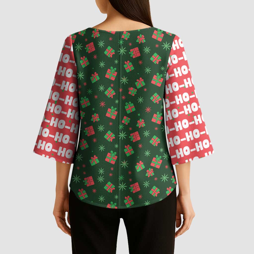 Go Jesus It's Your Birthday Christmas Kimono Sleeve Blouse with Presents and Festive Pattern - Wonder Print Shop