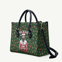 Go Jesus It's Your Birthday Christmas Leather Bag with Presents and Festive Pattern - Wonder Print Shop