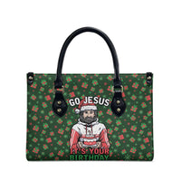 Go Jesus It's Your Birthday Christmas Leather Bag with Presents and Festive Pattern - Wonder Print Shop