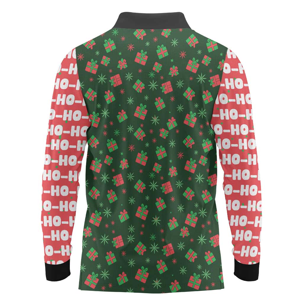 Go Jesus It's Your Birthday Christmas Long Sleeve Polo Shirt with Presents and Festive Pattern - Wonder Print Shop
