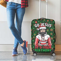 Go Jesus It's Your Birthday Christmas Luggage Cover with Presents and Festive Pattern - Wonder Print Shop
