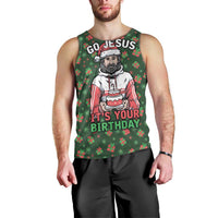Go Jesus It's Your Birthday Christmas Men Tank Top with Presents and Festive Pattern - Wonder Print Shop