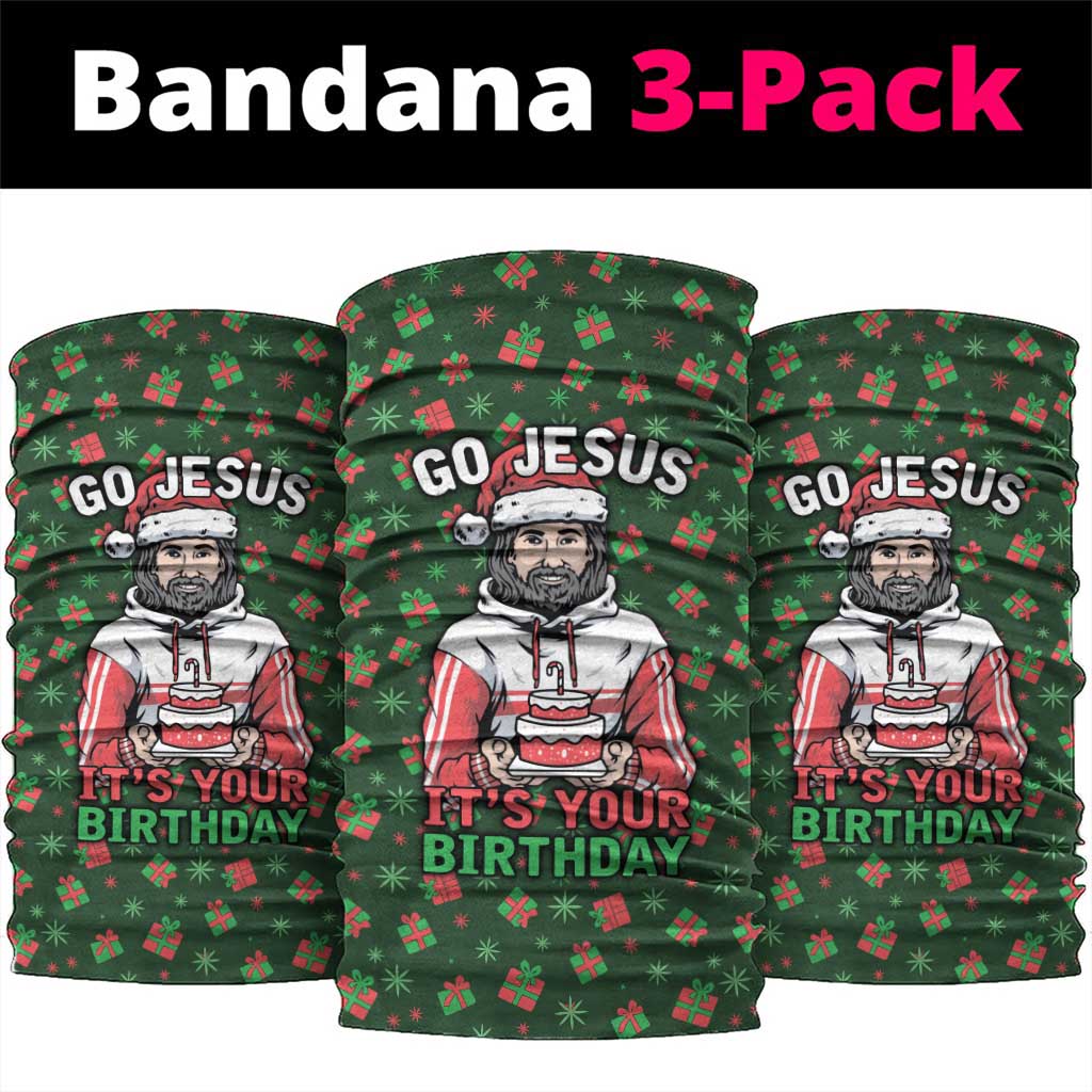 Go Jesus It's Your Birthday Christmas Neck Gaiter with Presents and Festive Pattern - Wonder Print Shop