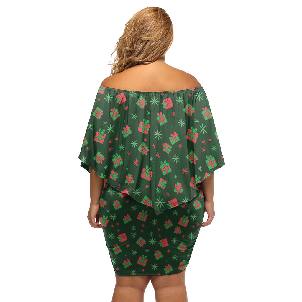 Go Jesus It's Your Birthday Christmas Off Shoulder Short Dress with Presents and Festive Pattern - Wonder Print Shop