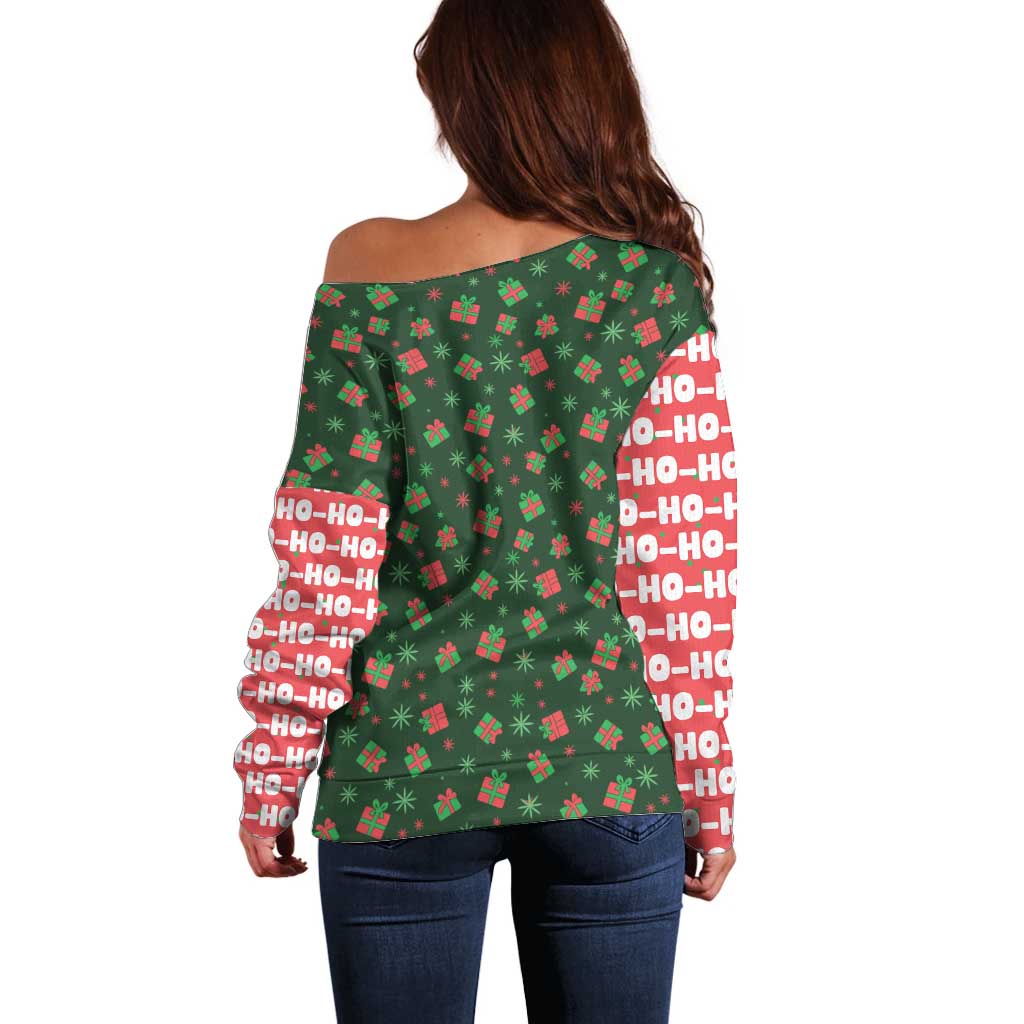 Go Jesus It's Your Birthday Christmas Off Shoulder Sweater with Presents and Festive Pattern - Wonder Print Shop