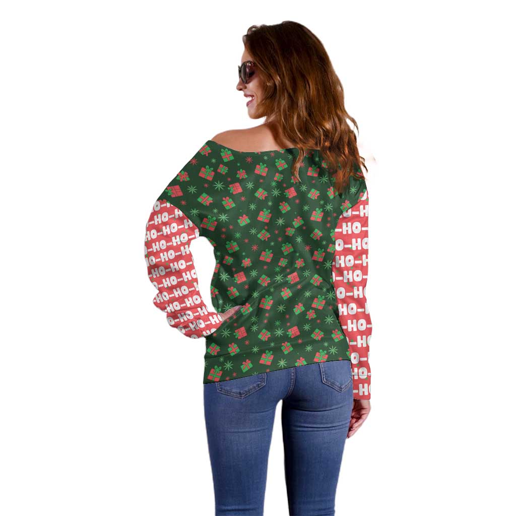 Go Jesus It's Your Birthday Christmas Off Shoulder Sweater with Presents and Festive Pattern - Wonder Print Shop