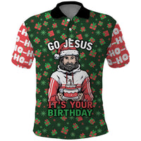 Go Jesus It's Your Birthday Christmas Polo Shirt with Presents and Festive Pattern - Wonder Print Shop