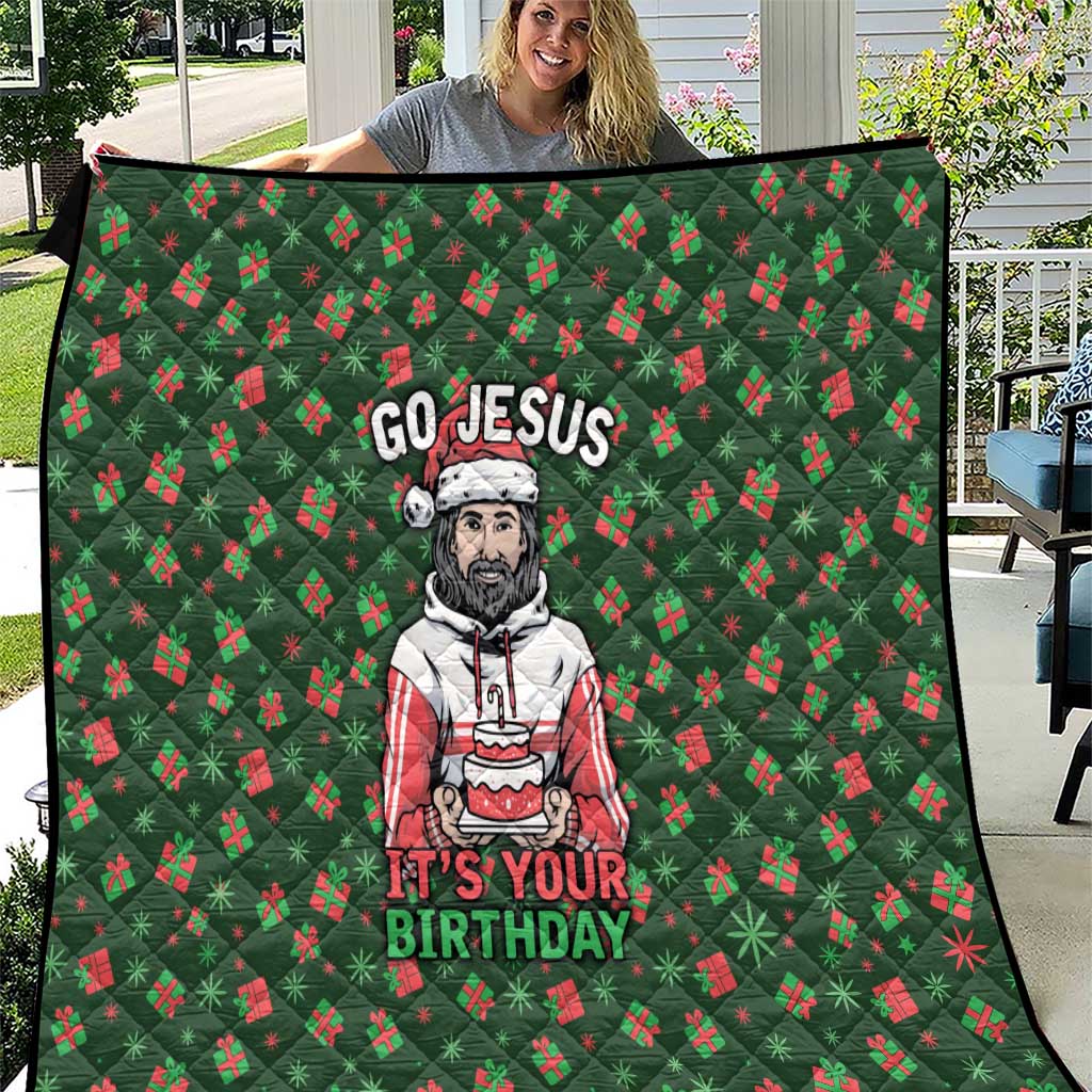 Go Jesus It's Your Birthday Christmas Quilt with Presents and Festive Pattern - Wonder Print Shop
