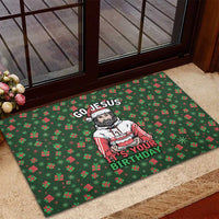 Go Jesus It's Your Birthday Christmas Rubber Doormat with Presents and Festive Pattern - Wonder Print Shop