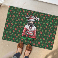 Go Jesus It's Your Birthday Christmas Rubber Doormat with Presents and Festive Pattern - Wonder Print Shop