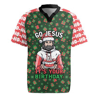 Go Jesus It's Your Birthday Christmas Rugby Jersey with Presents and Festive Pattern - Wonder Print Shop