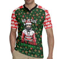 Go Jesus It's Your Birthday Christmas Rugby Jersey with Presents and Festive Pattern - Wonder Print Shop