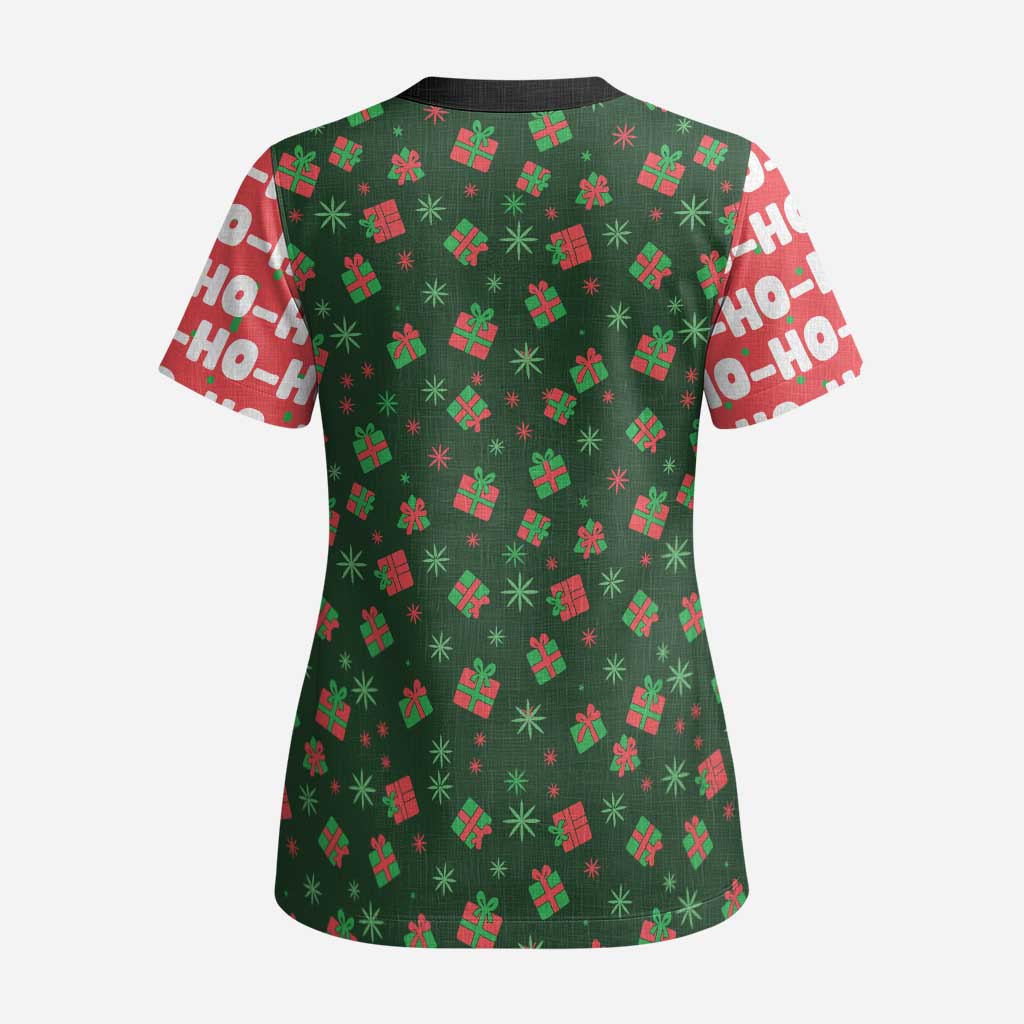 Go Jesus It's Your Birthday Christmas Scrub Top with Presents and Festive Pattern - Wonder Print Shop