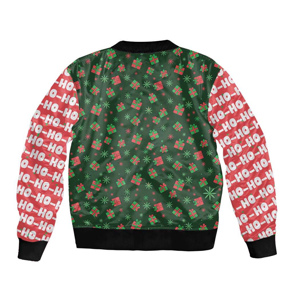 Go Jesus It's Your Birthday Christmas Sleeve Zip Bomber Jacket with Presents and Festive Pattern - Wonder Print Shop