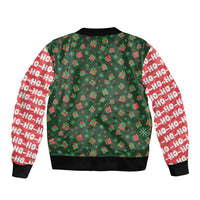 Go Jesus It's Your Birthday Christmas Sleeve Zip Bomber Jacket with Presents and Festive Pattern - Wonder Print Shop