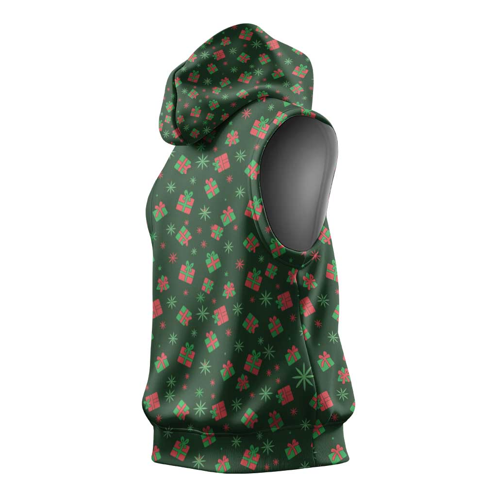Go Jesus It's Your Birthday Christmas Sleeveless Hoodie with Presents and Festive Pattern - Wonder Print Shop