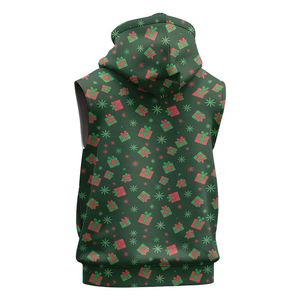 Go Jesus It's Your Birthday Christmas Sleeveless Zip Hoodie with Presents and Festive Pattern - Wonder Print Shop