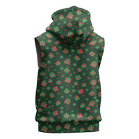 Go Jesus It's Your Birthday Christmas Sleeveless Zip Hoodie with Presents and Festive Pattern - Wonder Print Shop