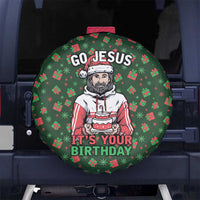 Go Jesus It's Your Birthday Christmas Spare Tire Cover with Presents and Festive Pattern - Wonder Print Shop