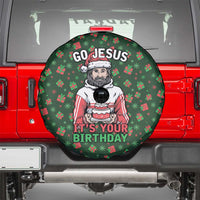 Go Jesus It's Your Birthday Christmas Spare Tire Cover with Presents and Festive Pattern - Wonder Print Shop