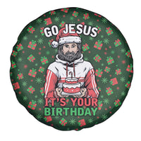 Go Jesus It's Your Birthday Christmas Spare Tire Cover with Presents and Festive Pattern - Wonder Print Shop