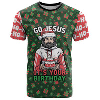 Go Jesus It's Your Birthday Christmas T Shirt with Presents and Festive Pattern - Wonder Print Shop