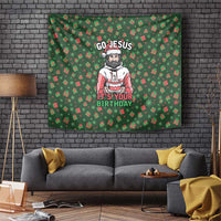Go Jesus It's Your Birthday Christmas Tapestry with Presents and Festive Pattern - Wonder Print Shop