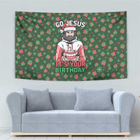 Go Jesus It's Your Birthday Christmas Tapestry with Presents and Festive Pattern - Wonder Print Shop