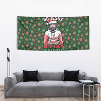 Go Jesus It's Your Birthday Christmas Tapestry with Presents and Festive Pattern - Wonder Print Shop