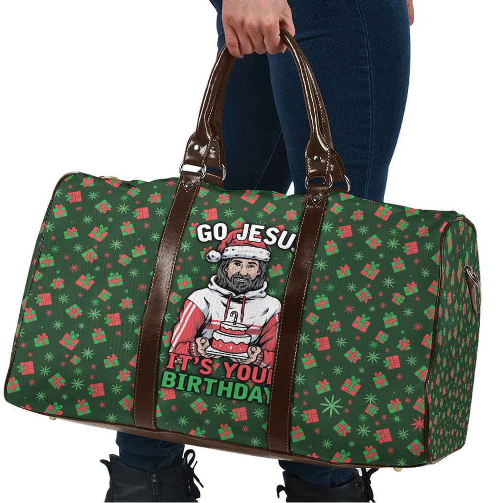 Go Jesus It's Your Birthday Christmas Travel Bag with Presents and Festive Pattern - Wonder Print Shop