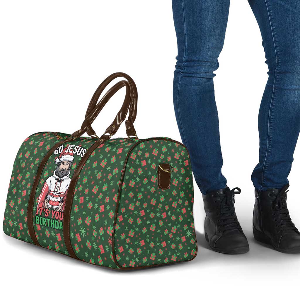 Go Jesus It's Your Birthday Christmas Travel Bag with Presents and Festive Pattern - Wonder Print Shop