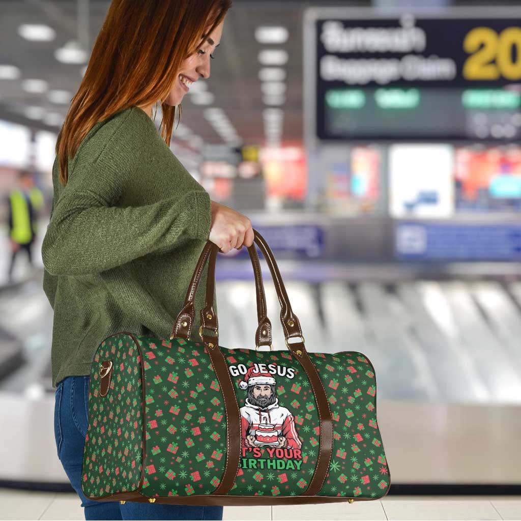Go Jesus It's Your Birthday Christmas Travel Bag with Presents and Festive Pattern - Wonder Print Shop