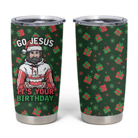 Go Jesus It's Your Birthday Christmas Tumbler Cup with Presents and Festive Pattern - Wonder Print Shop