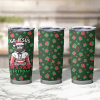 Go Jesus It's Your Birthday Christmas Tumbler Cup with Presents and Festive Pattern - Wonder Print Shop