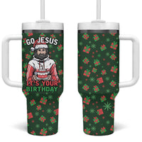 Go Jesus It's Your Birthday Christmas Tumbler With Handle with Presents and Festive Pattern - Wonder Print Shop