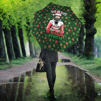Go Jesus It's Your Birthday Christmas Umbrella with Presents and Festive Pattern - Wonder Print Shop