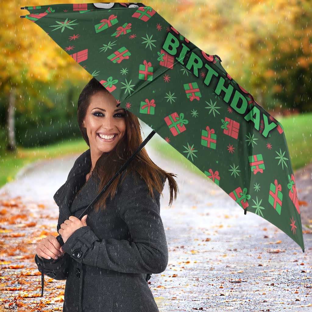 Go Jesus It's Your Birthday Christmas Umbrella with Presents and Festive Pattern - Wonder Print Shop